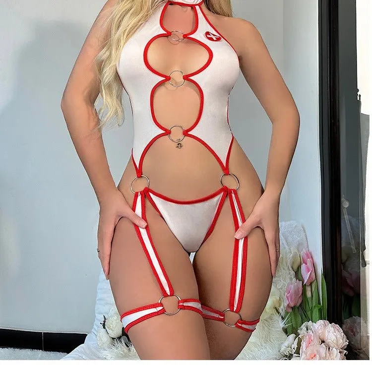 Hotline Nurse Fantasy Cut-Out Bodysuit Lingerie
