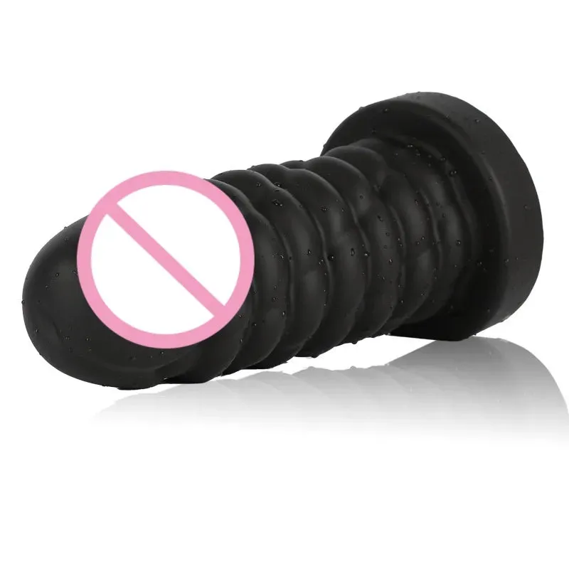 Huge Black Dildo Butt Plug - Big Threads Silicone Anal Dildos Masturbation Sex Toys