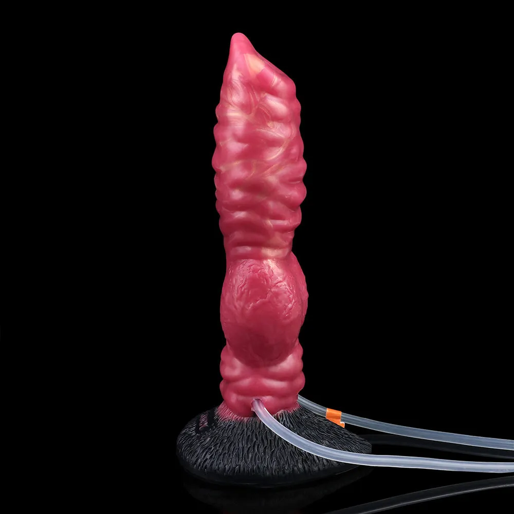 Inflatable Squirting Dog Dildo Butt Plug - Suction Cup Monsterdildo Women Masturbator