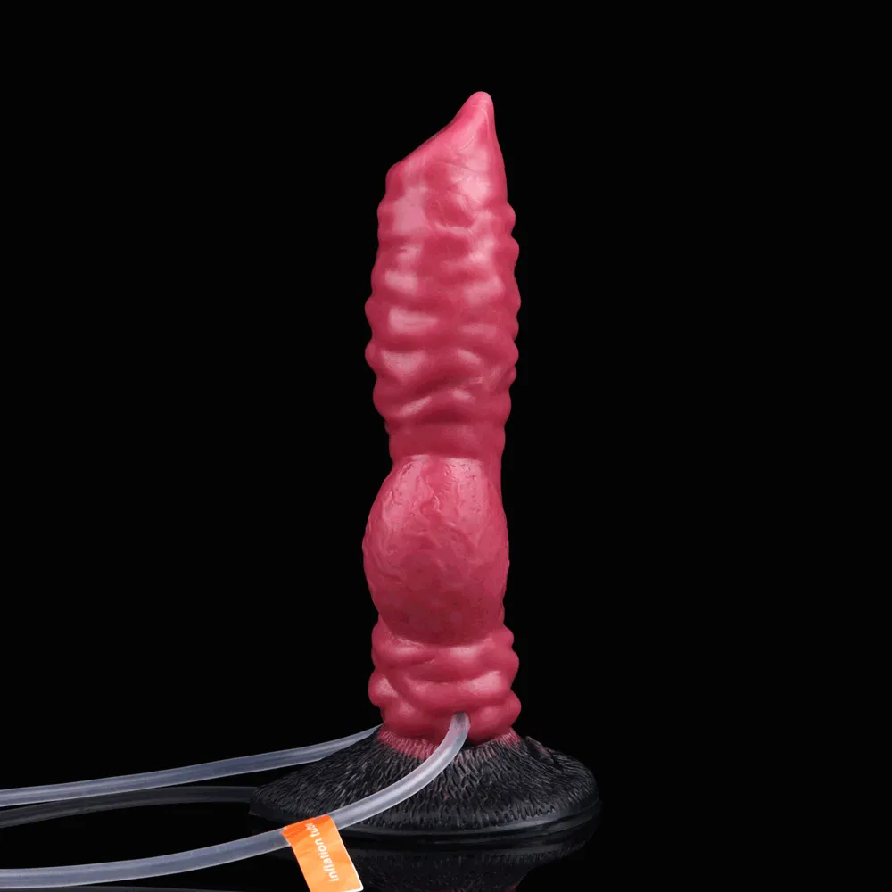 Inflatable Squirting Dog Dildo Butt Plug - Suction Cup Monsterdildo Women Masturbator