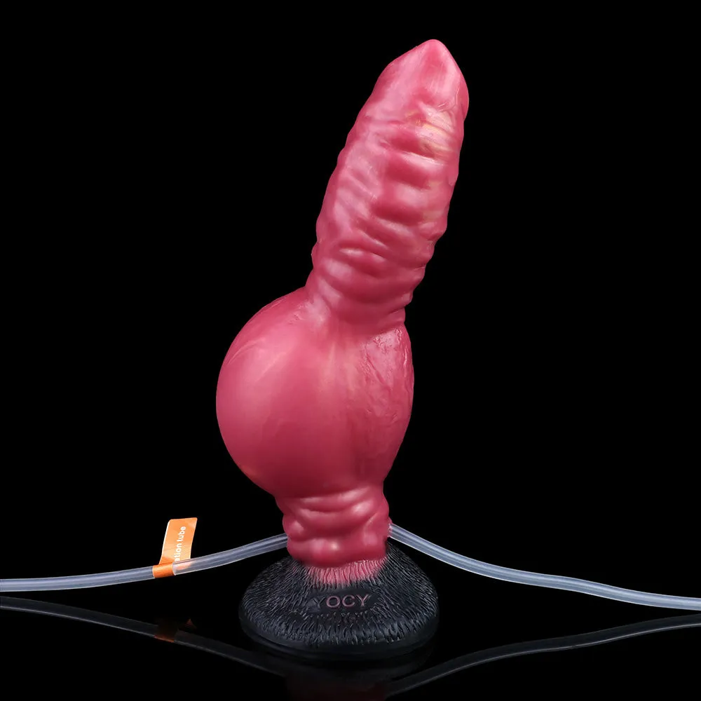 Inflatable Squirting Dog Dildo Butt Plug - Suction Cup Monsterdildo Women Masturbator