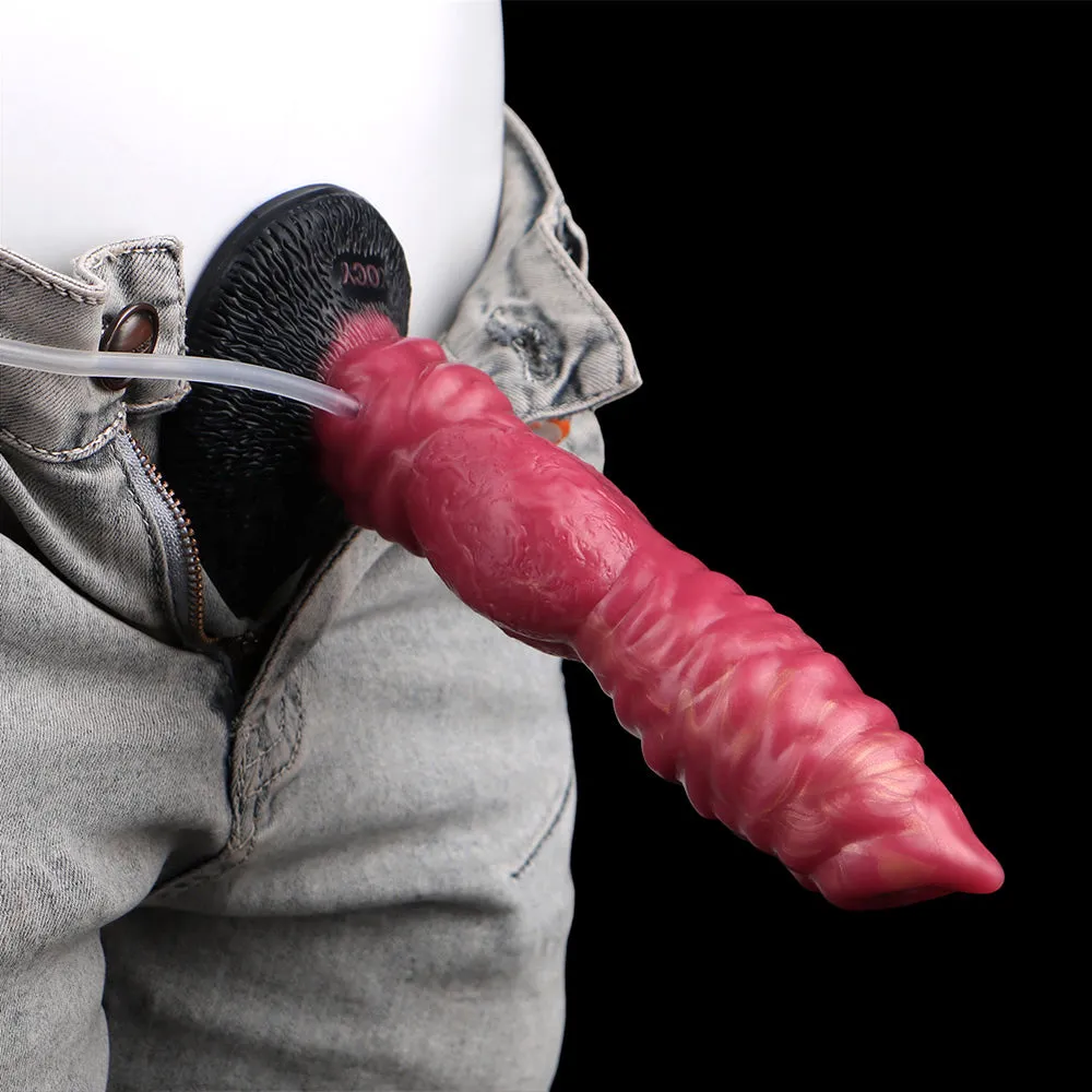 Inflatable Squirting Dog Dildo Butt Plug - Suction Cup Monsterdildo Women Masturbator