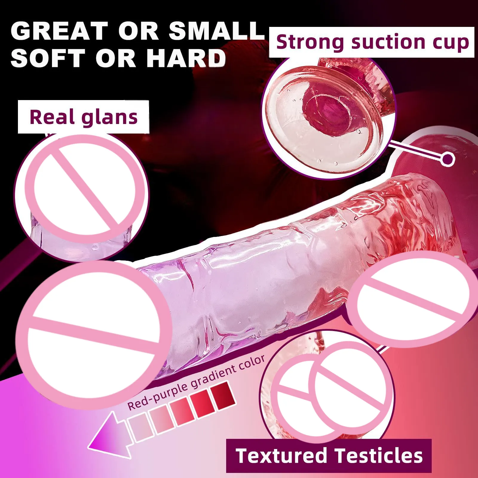Jelly Colored Dildo Realistic Butt Plug - Lifelike Suction Cup Sex Toys for Women