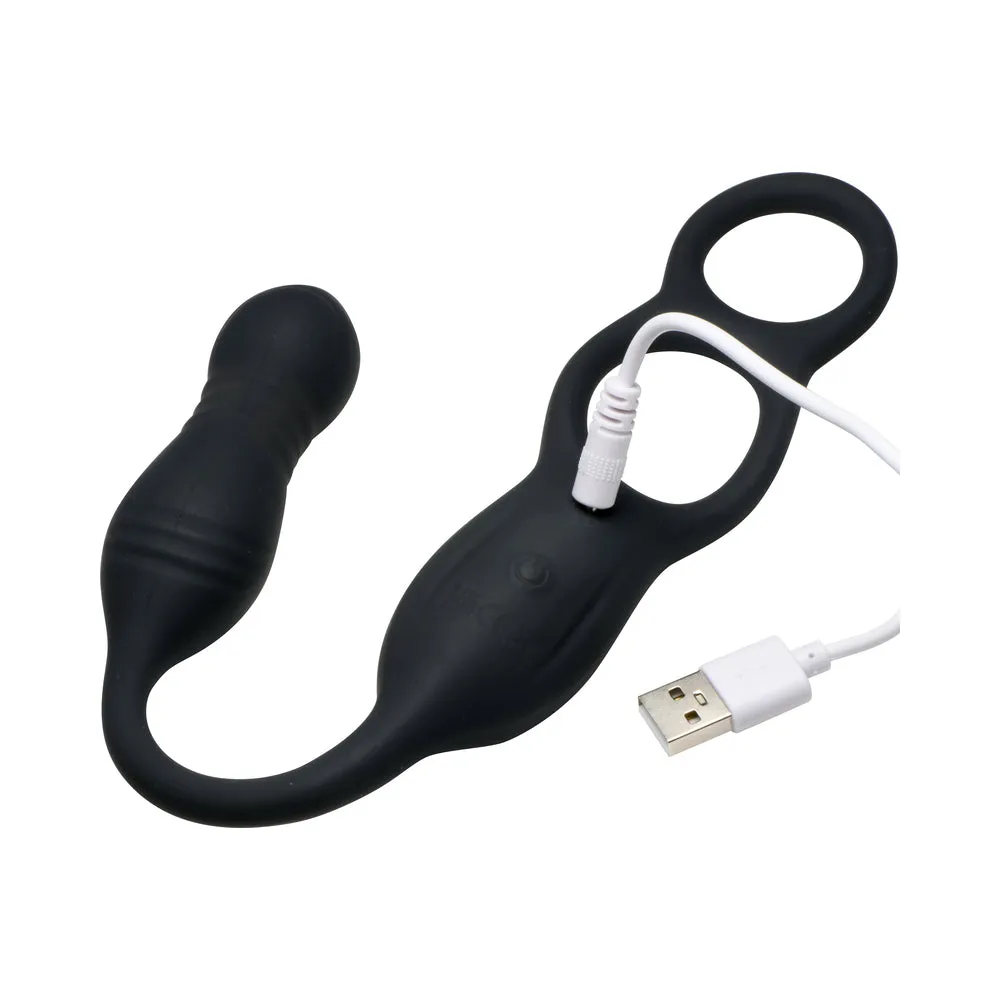 JOCK Silicone Vibrating Plug with Cock & Ball Ring and Remote