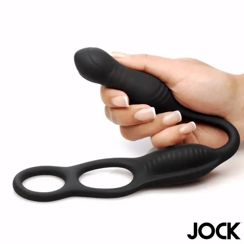 JOCK Silicone Vibrating Plug with Cock & Ball Ring and Remote