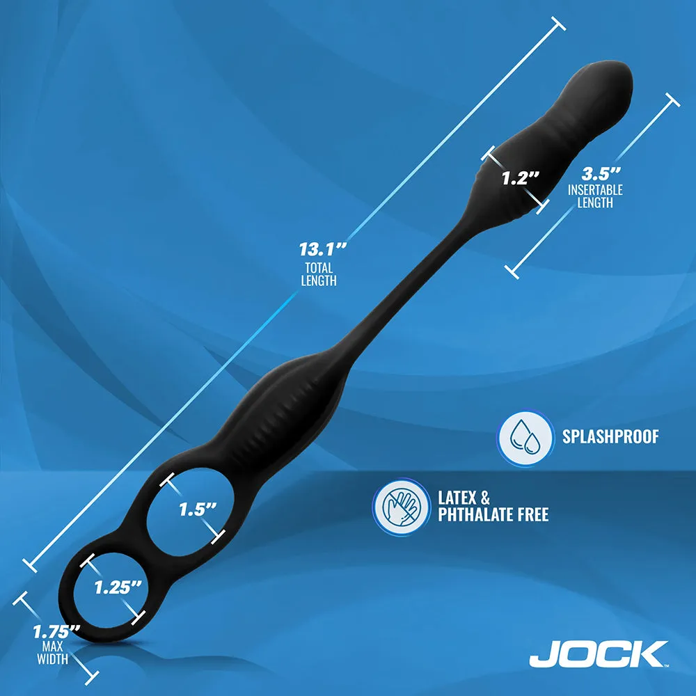 JOCK Silicone Vibrating Plug with Cock & Ball Ring and Remote