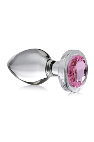 Large Glass Pink Gem Butt Plug