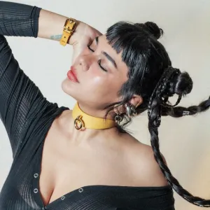 Luxury Leather Day Collar by Neon Coyotes. Golden Hour