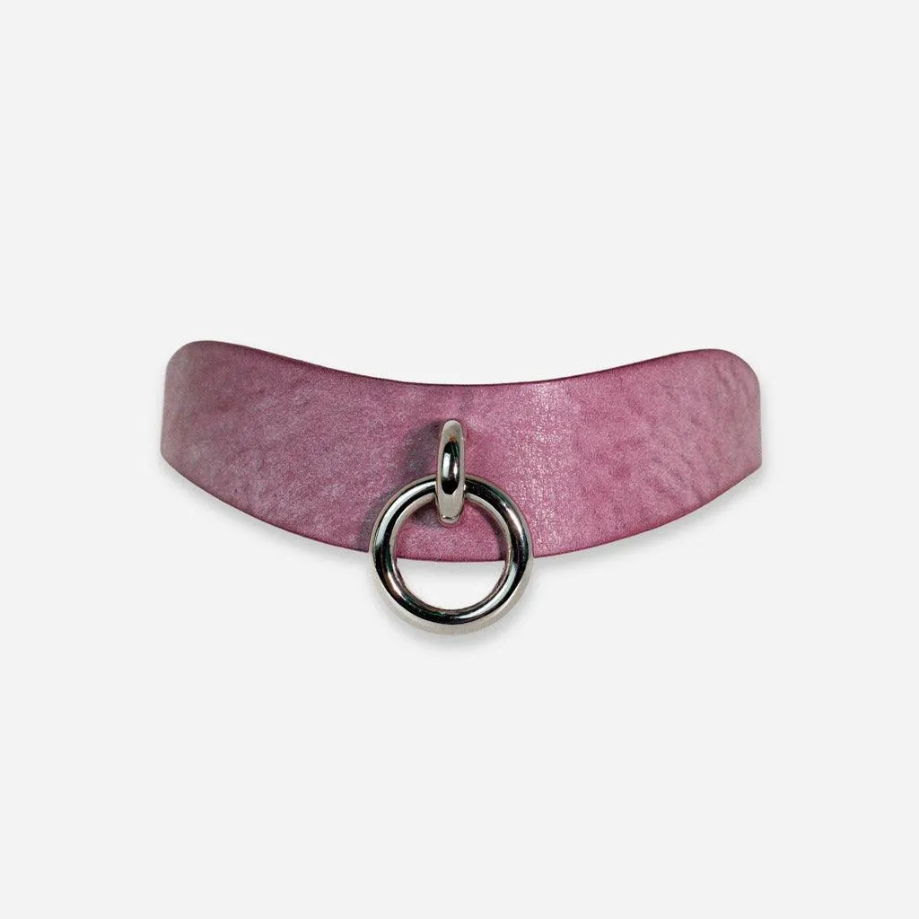 Luxury Leather Day Collar by Neon Coyotes. Haze and Nickel- Stockroom Exclusive