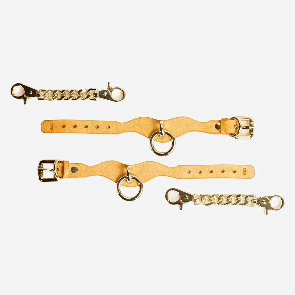 Luxury Leather Day Cuffs by Neon Coyotes. Golden Hour