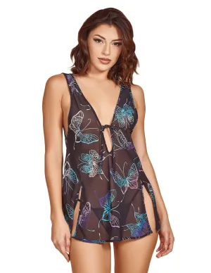 Mariposa Butterfly Print Chiffon Babydoll