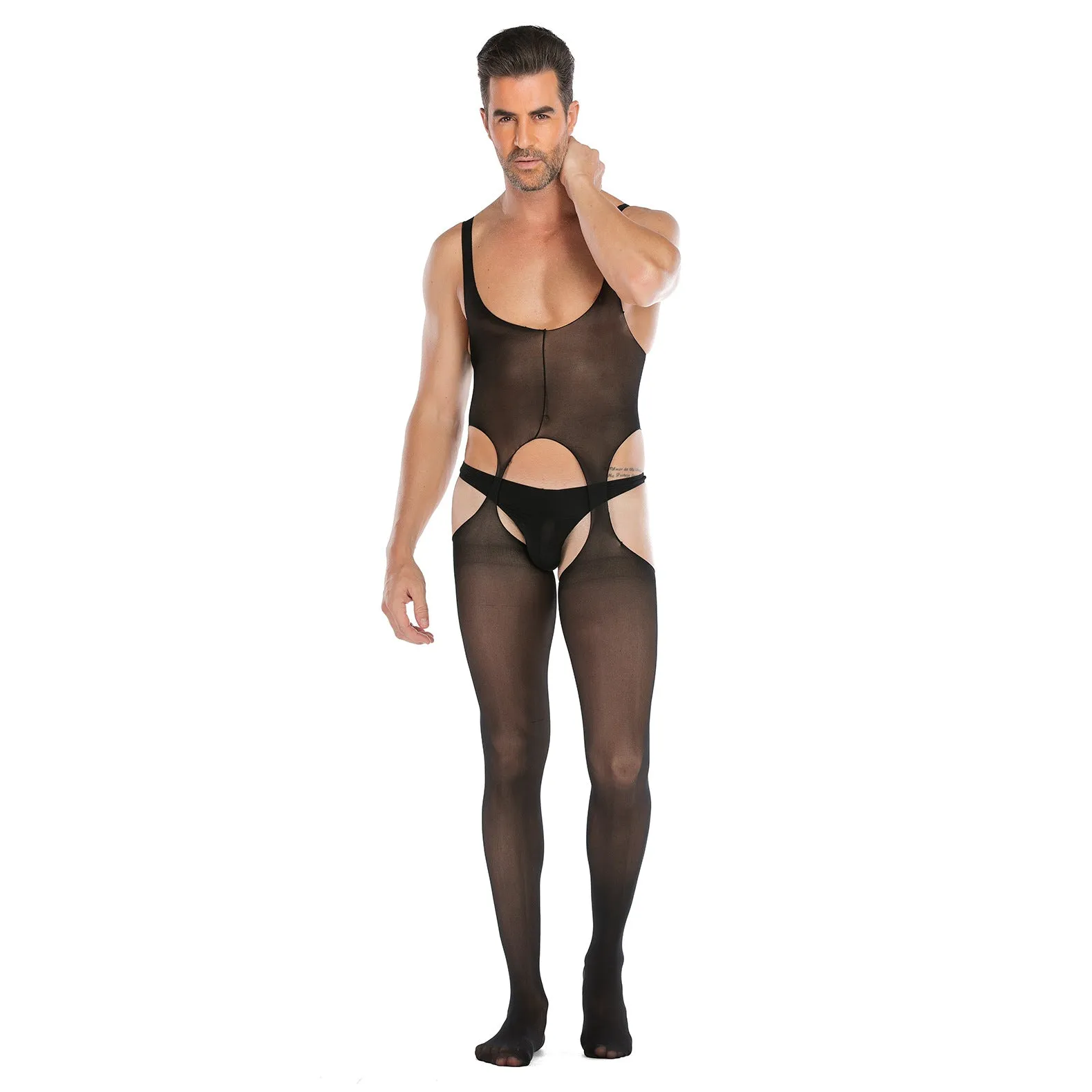 Men's Silk Stockings Sexy Open Range One-piece Socks