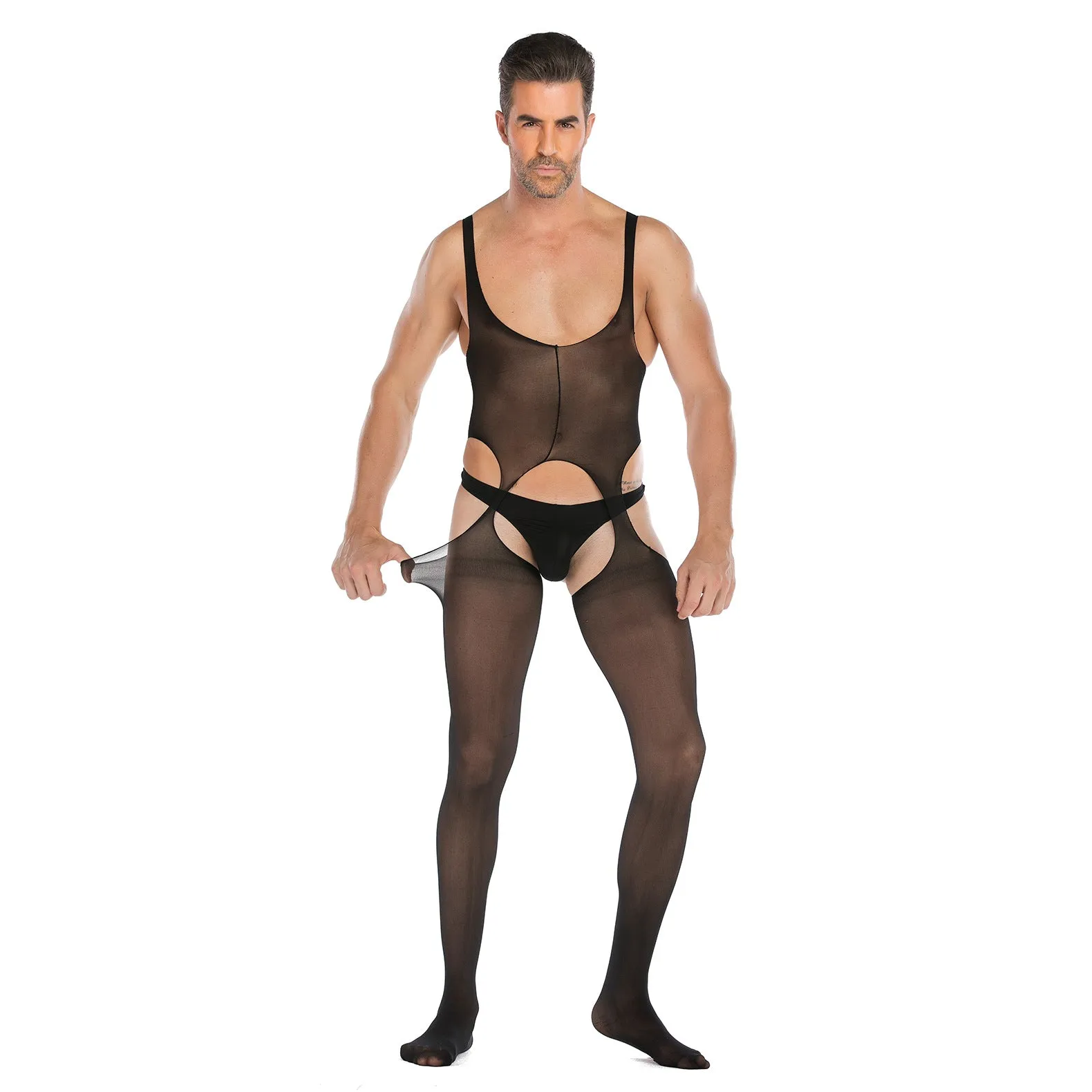 Men's Silk Stockings Sexy Open Range One-piece Socks