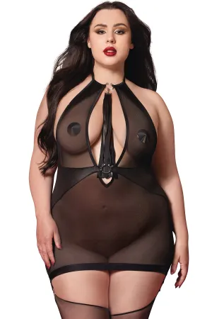 Mesh Plunge Chemise & Flogger