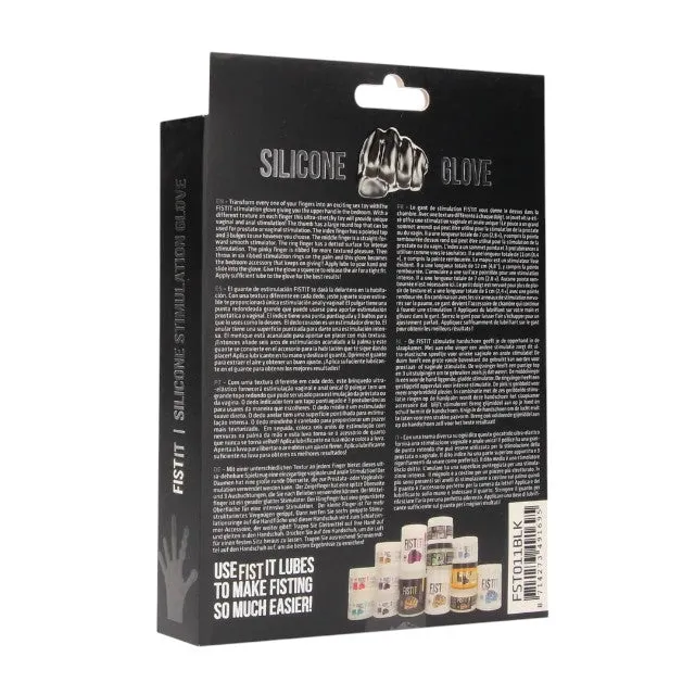 Mănușă erotică FIST IT BY SHOTS Stimulation Glove. din silicon. cu texturi diverse pentru stimulare vaginală și anală. negru