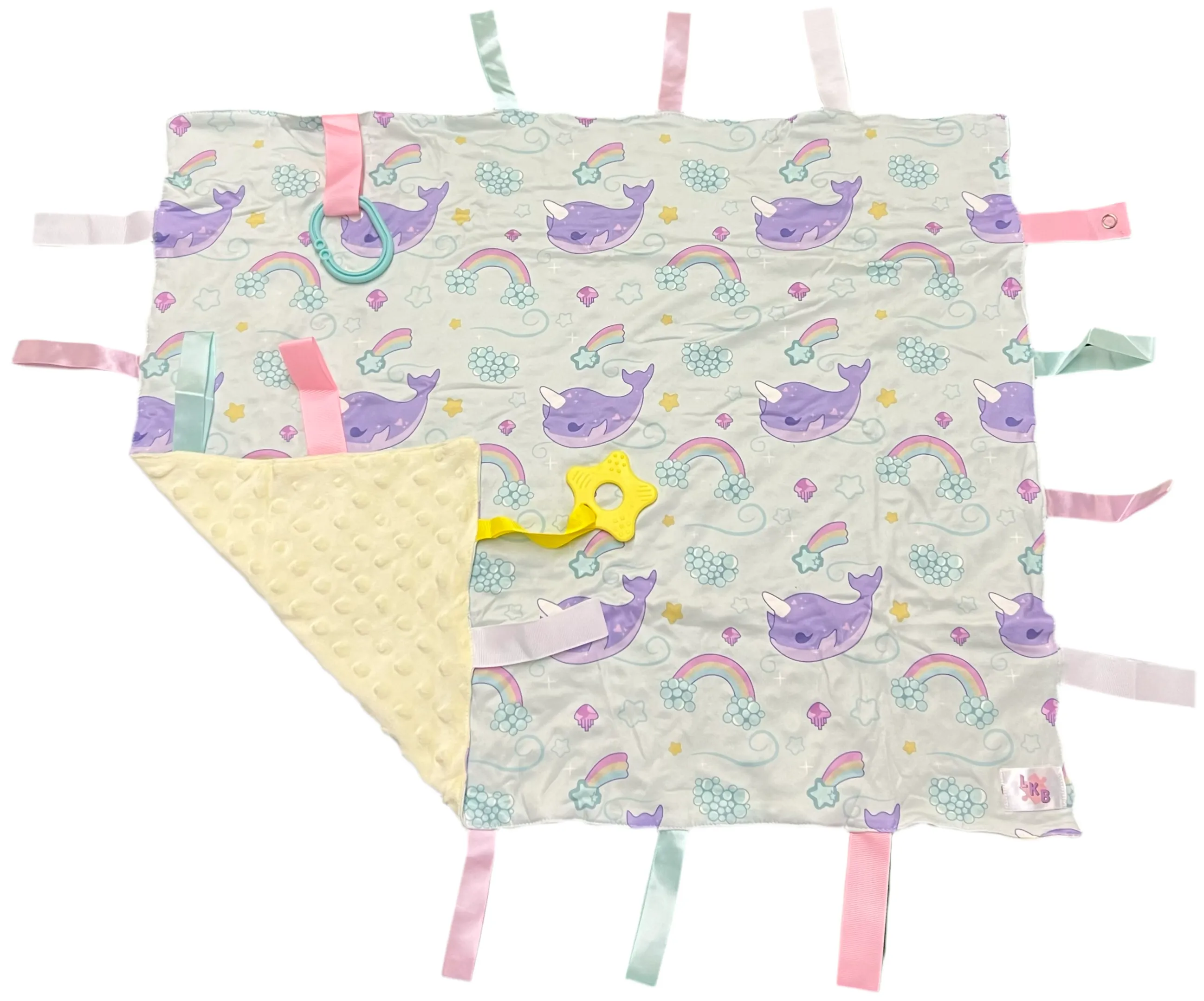 Narwhals & Rainbows Cuddle Sensory Security Blanket Toys