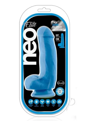 Neo Elite Dd Cock W/balls 7 Blue