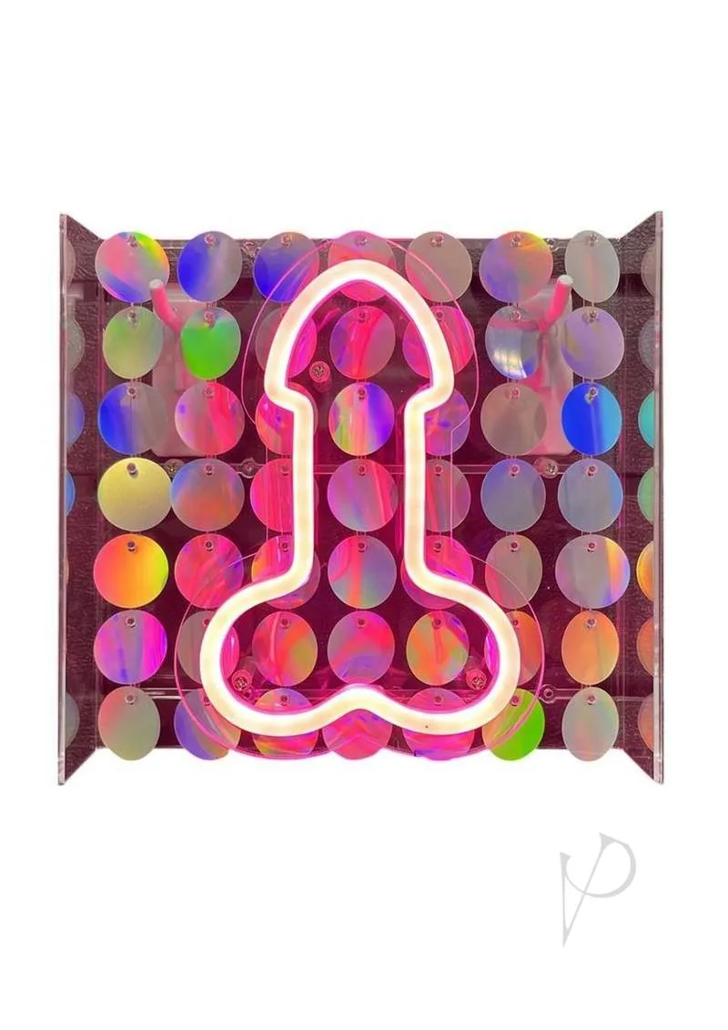 Neon Light Up Penis Sign Pnk/slv