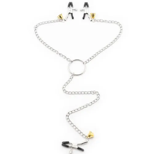 Nipple Clamps and Clit Clamp with metal Chain