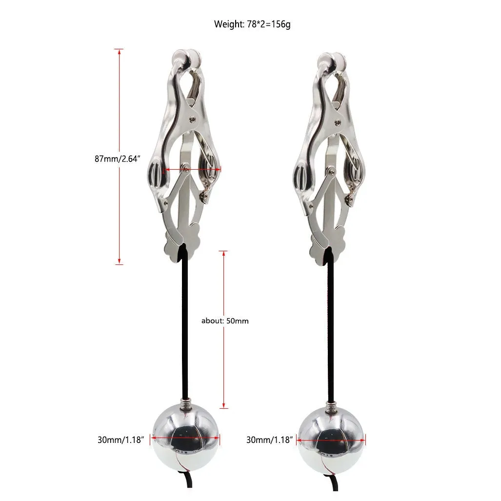 Nipple Clamps | Metal Pendant | Unisex | Weight Bearing Ball