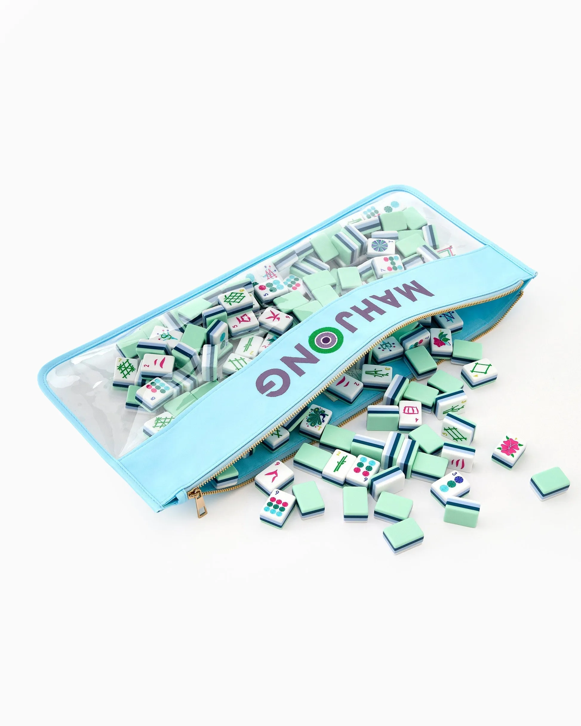 Oh My Mahjong - Light Blue Stitched Mahjong Tile Bag