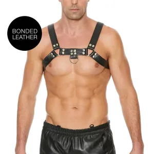 Ouch Black Bondage Leather Chest Bulldog Large to Xlarge Harness