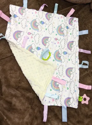 Pastel Dreamland Rainbows Cuddle Sensory Security Blanket Toys