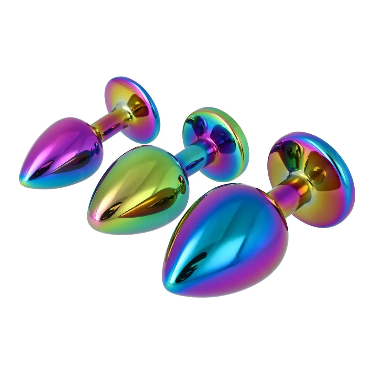 Pick&Love Round Rainbow Crystal Butt Plug Set