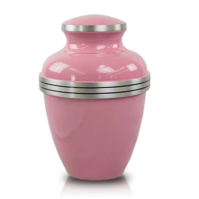 Pink Banded Cremation Urn In Large
