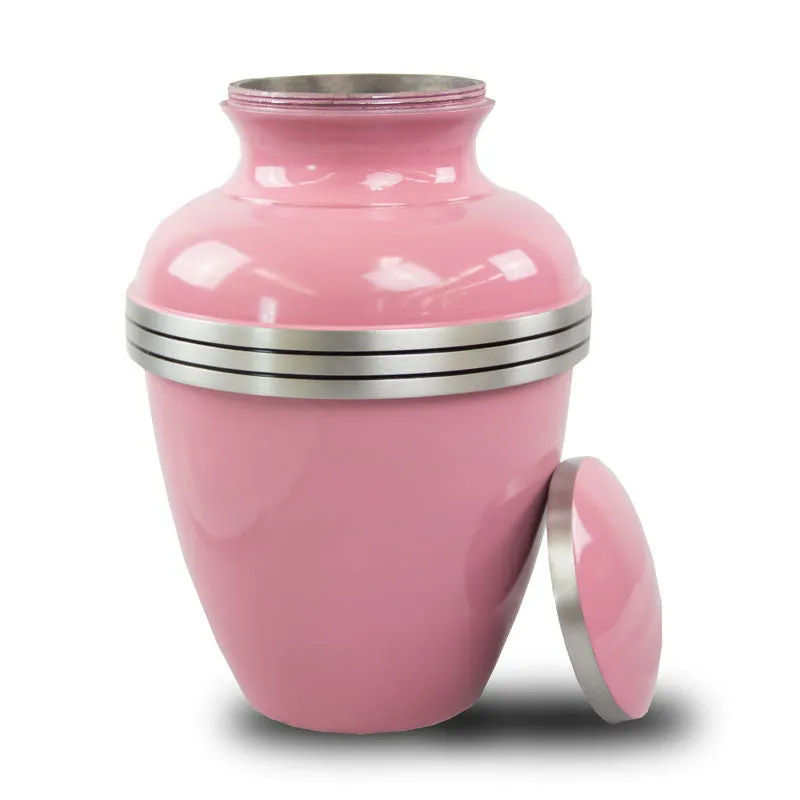 Pink Banded Cremation Urn In Large