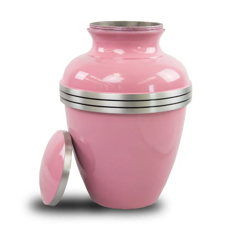 Pink Banded Cremation Urn In Large