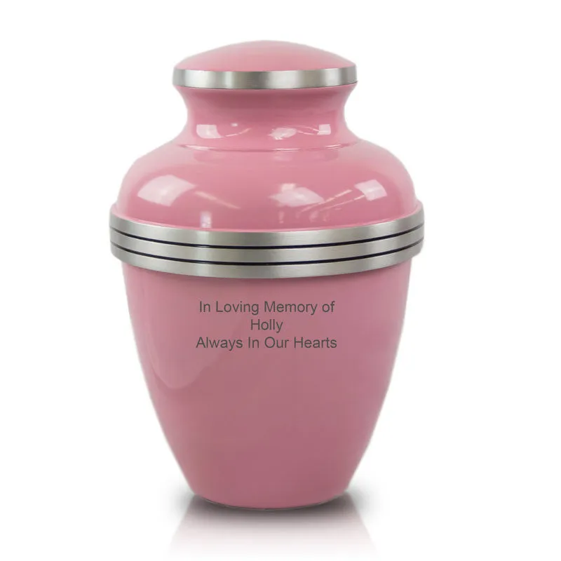 Pink Banded Cremation Urn In Large