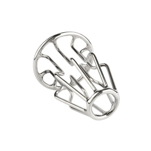 Plug anal MR. STEEL Trapezoid Wire Plug Small. design deschis cu tije din oțel inoxidabil. lungime 8 cm (mic). argintiu