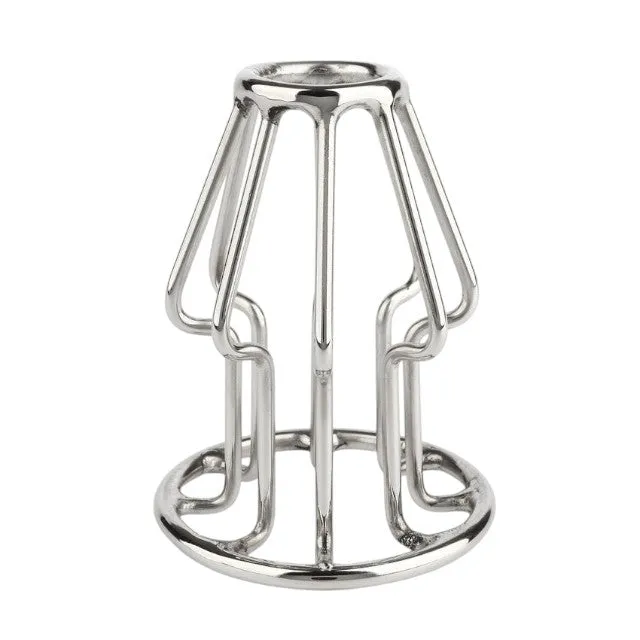 Plug anal MR. STEEL Trapezoid Wire Plug Small. design deschis cu tije din oțel inoxidabil. lungime 8 cm (mic). argintiu