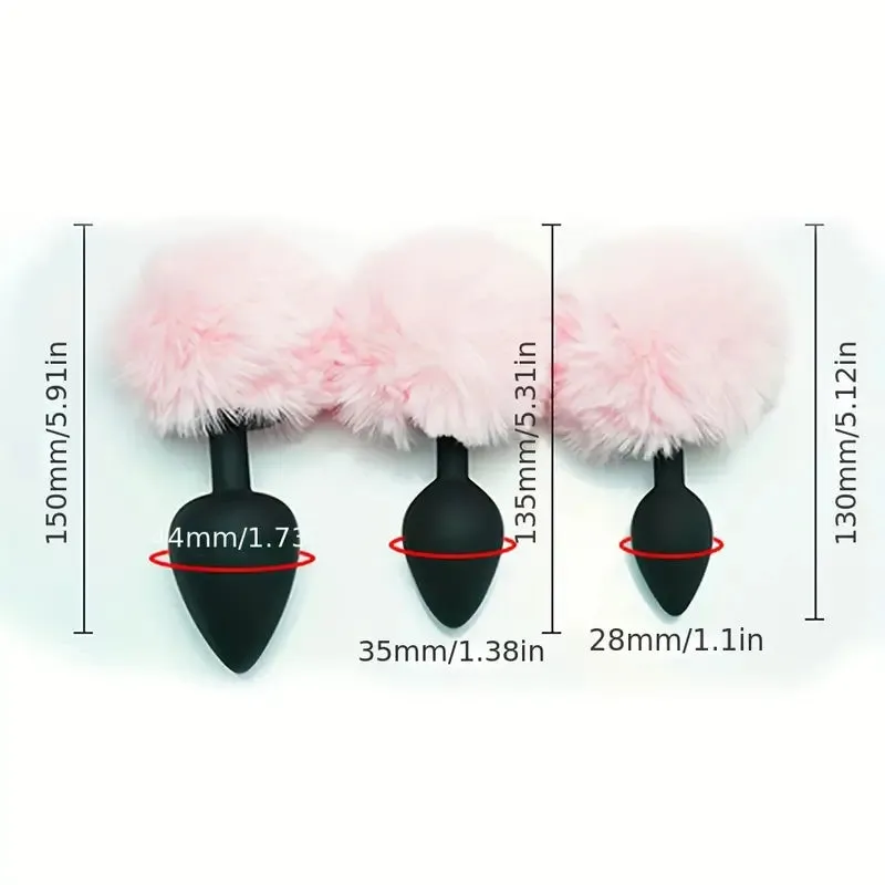 Rabbit Tail Design Three Sizes Five Colors Waterproof Butt Plug For Adults
