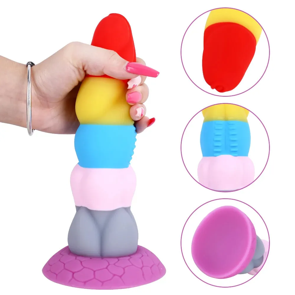 Rainbow Silicone Anal Dildo Butt Plug - Colorful Fantasy Dildos Female Sex Toys