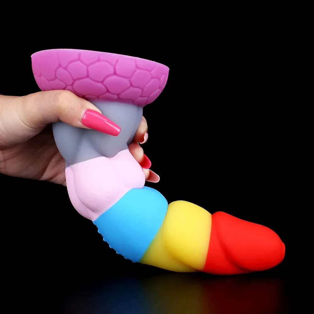 Rainbow Silicone Anal Dildo Butt Plug - Colorful Fantasy Dildos Female Sex Toys