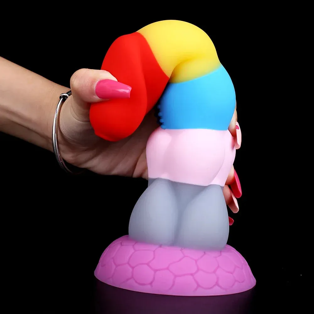 Rainbow Silicone Anal Dildo Butt Plug - Colorful Fantasy Dildos Female Sex Toys