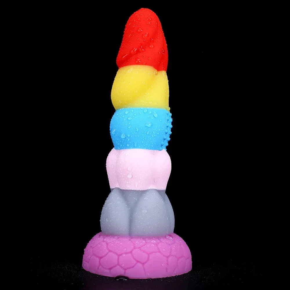 Rainbow Silicone Anal Dildo Butt Plug - Colorful Fantasy Dildos Female Sex Toys
