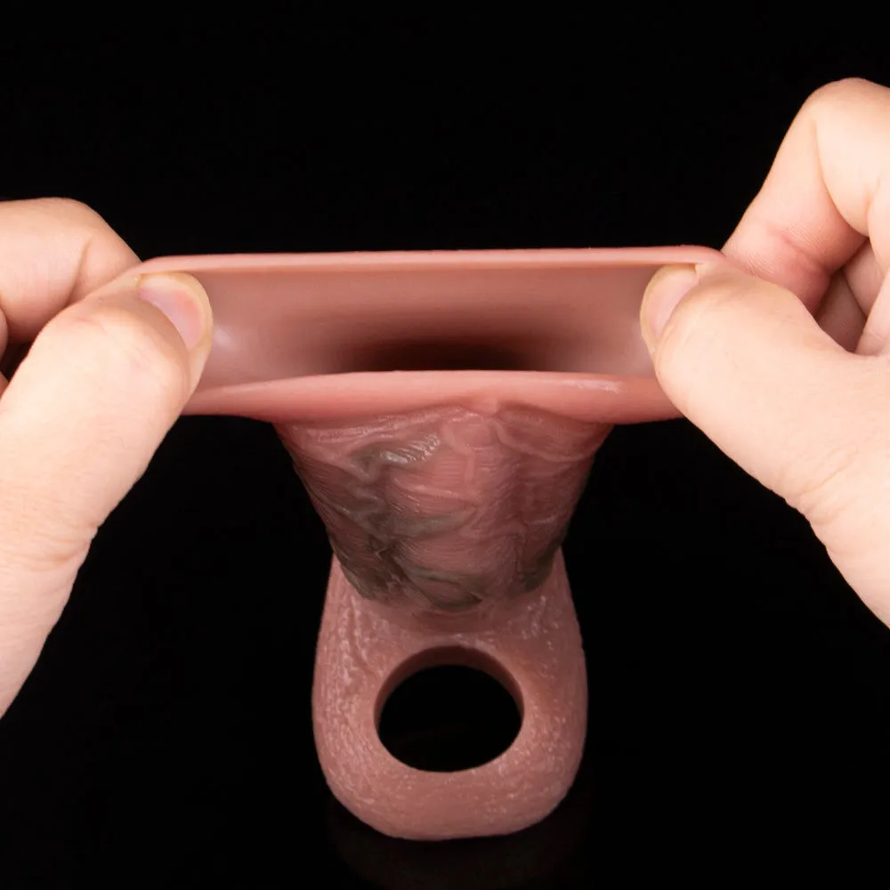 Realistic Cock Sleeve Cockring Enlarger Sex Toys for Men - Life Size Penis Hollow Sheath Extender