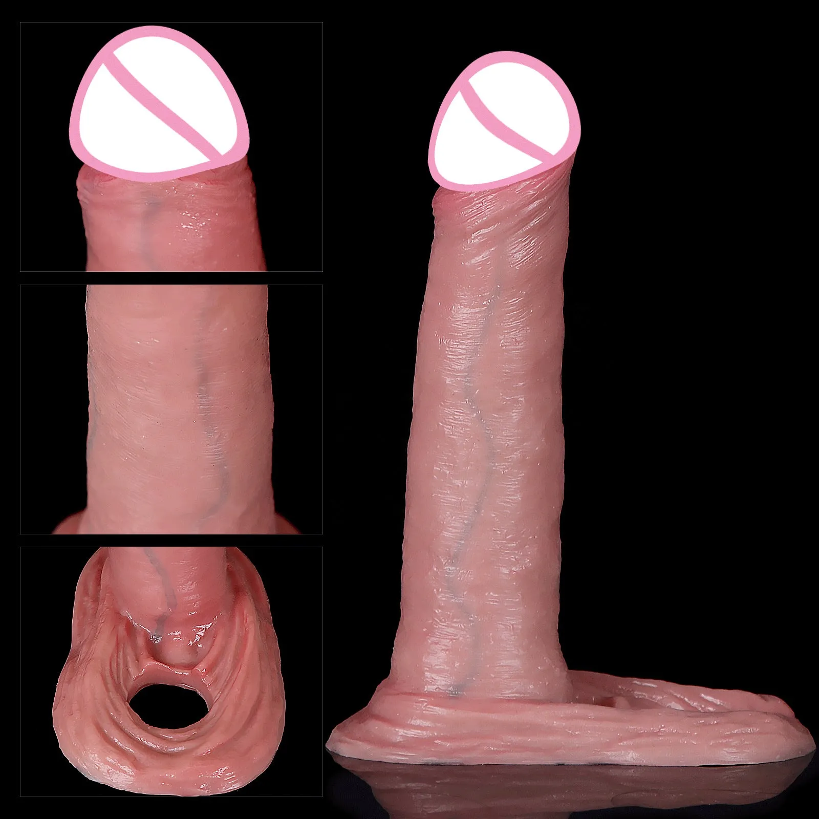 Realistic Cock Sleeve Mals Sex Toys - Lifelike Large Big Girth Silicone Penis Enlarger
