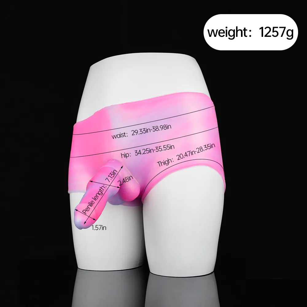 Realistic Strapon Dildo Box Briefs - Mixed Pink Silicone Anal Dildos Lesbian Couple Sex Toys