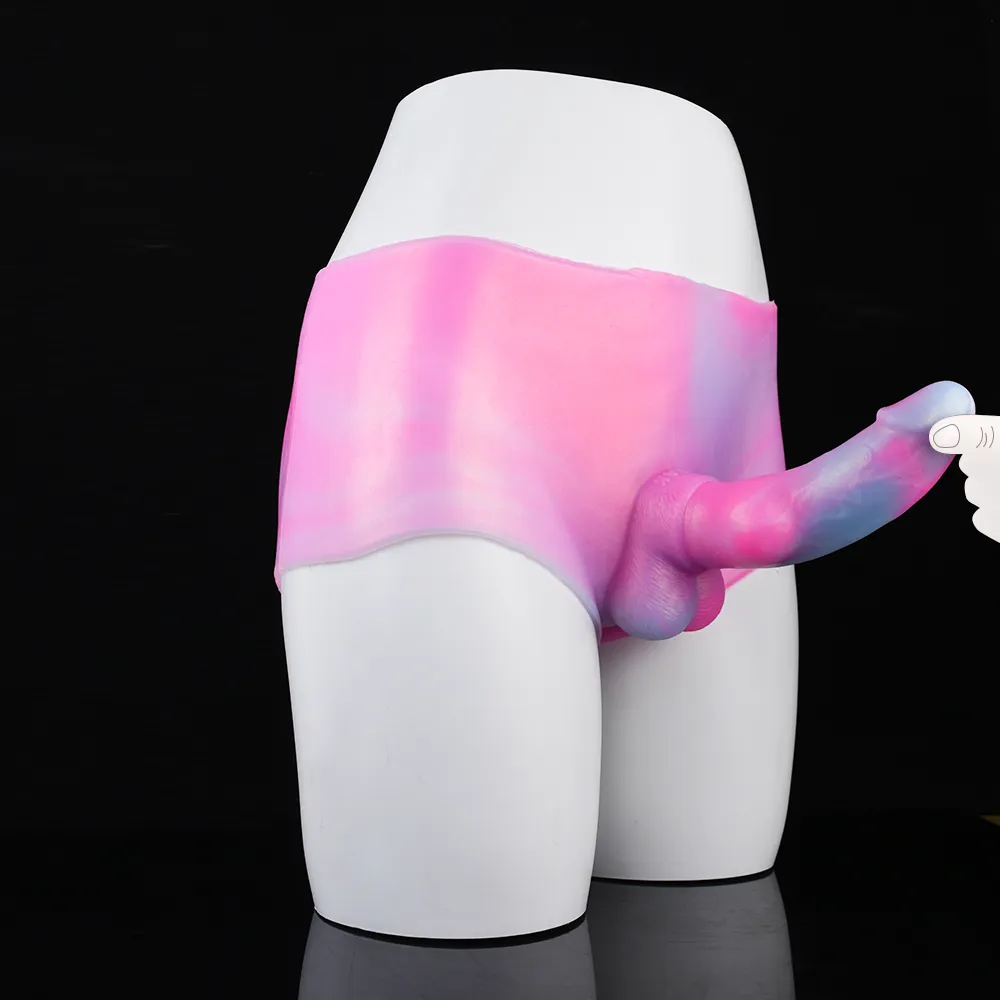 Realistic Strapon Dildo Box Briefs - Mixed Pink Silicone Anal Dildos Lesbian Couple Sex Toys