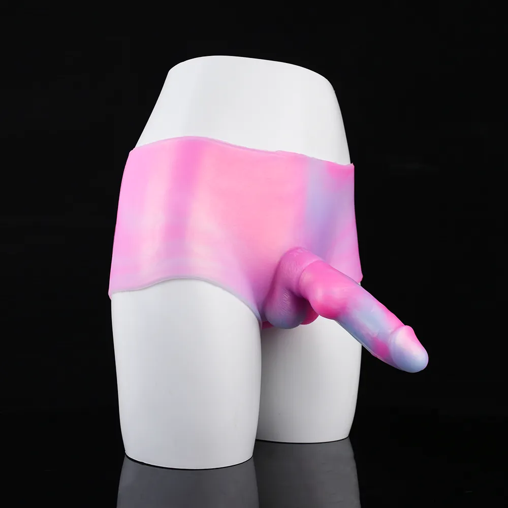 Realistic Strapon Dildo Box Briefs - Mixed Pink Silicone Anal Dildos Lesbian Couple Sex Toys