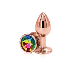 Rear Assets Rose Gold and Rainbow Gemstone Anal Plug - Small