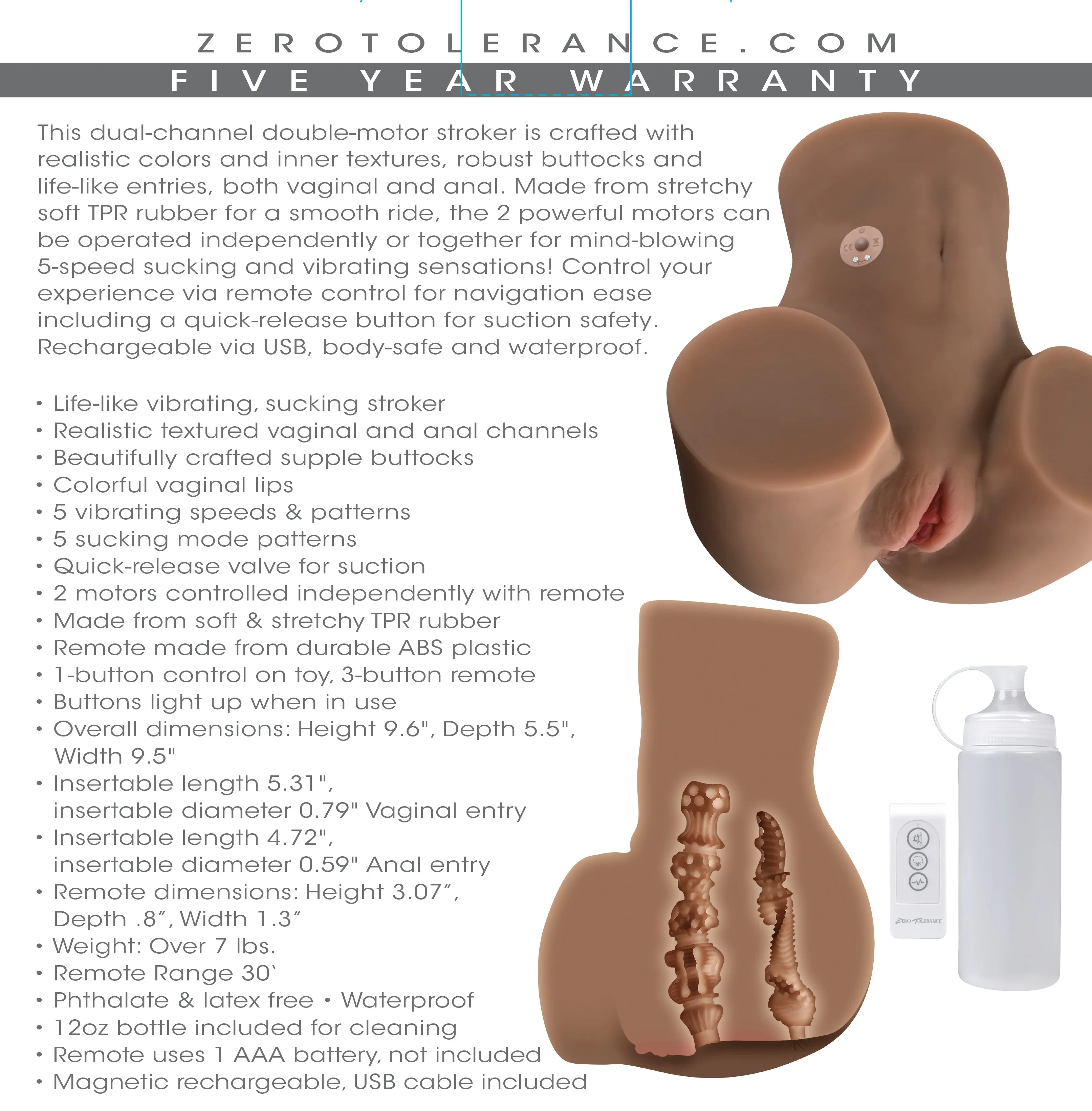 Rear Beauty - Life Like Vibrating Sucking Stroker - Dark