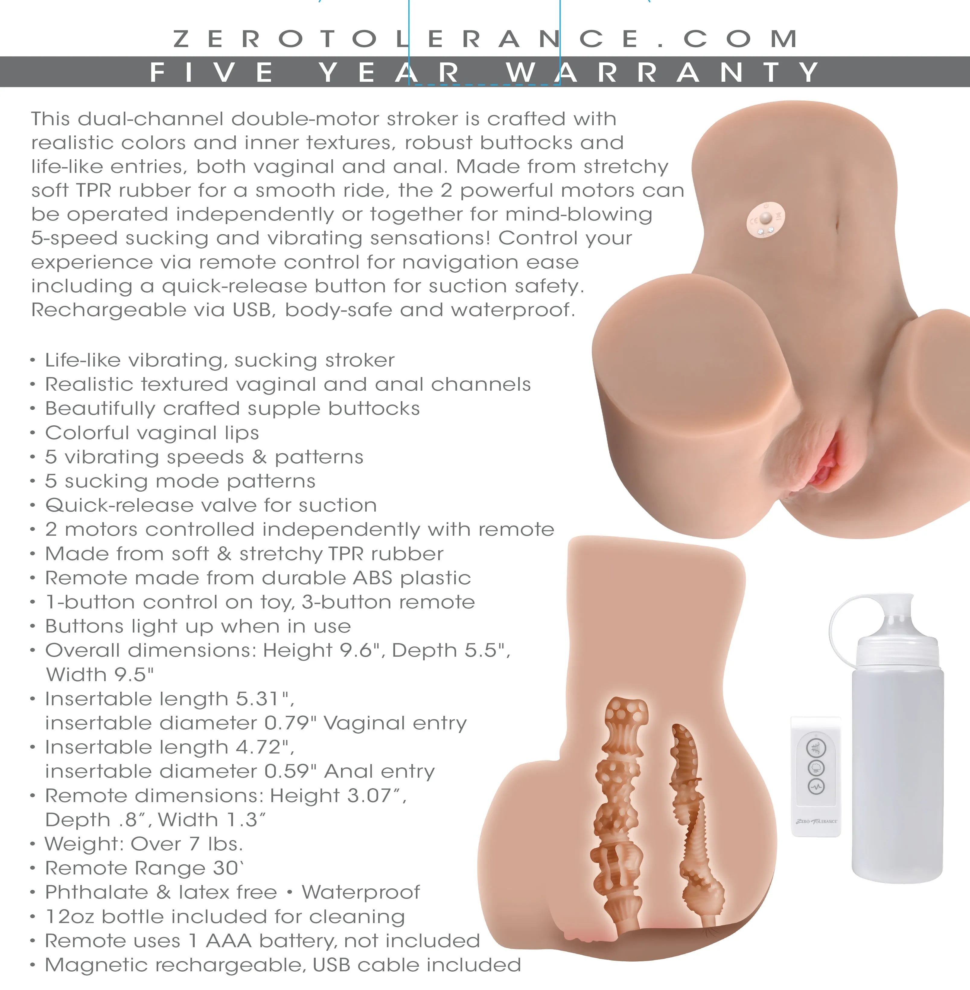 Rear Beauty - Life Like Vibrating Sucking Stroker - Light
