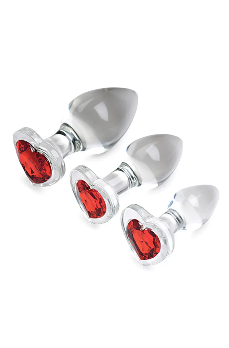 Red Heart Glass Butt Plug Set