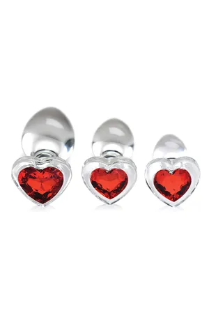 Red Heart Glass Butt Plug Set