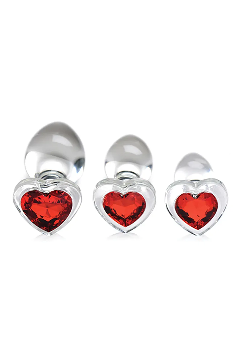 Red Heart Glass Butt Plug Set